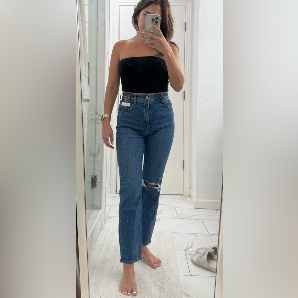 Abercrombie & Fitch Curve Love Ultra High Rise Ankle Straight Jeans